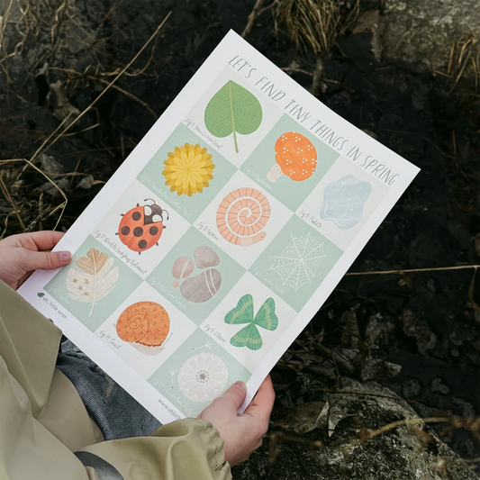 a free printable scavenger hunt: let's find tiny things in spring!