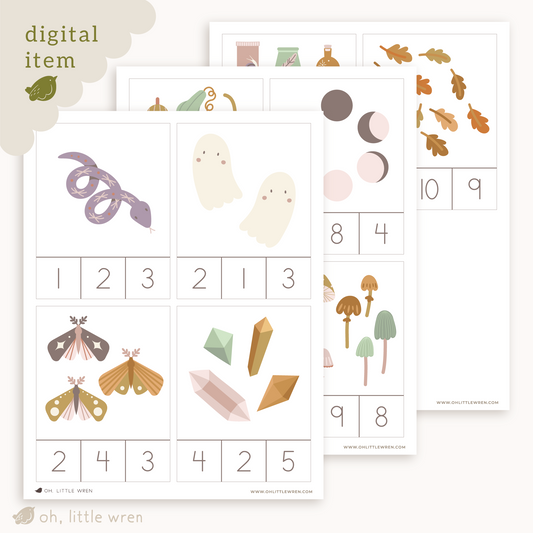DIGITAL Halloween Count and Clip Cards Printable